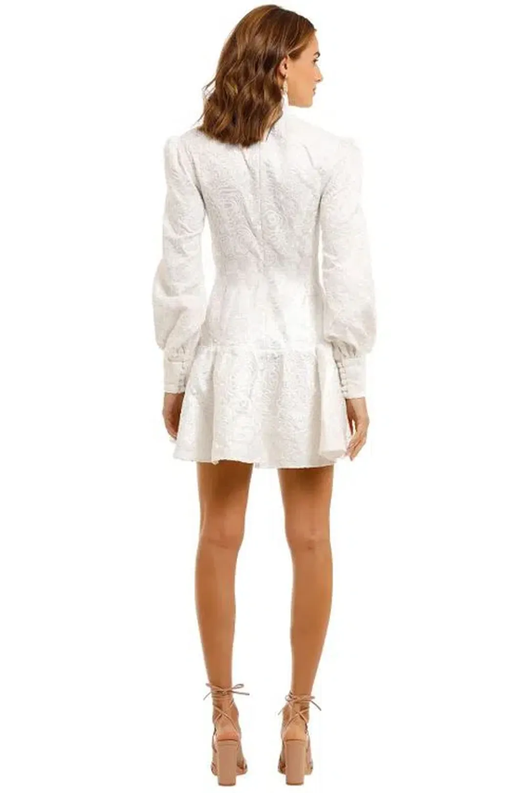 Leo Lin Rose Lace Short Dress White Size 10 for rent on The Volte - main image