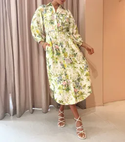 Alemais Eden Midi Shirt Dress Belted Floral Print Linen Size AU 10 for rent on The Volte - image 6