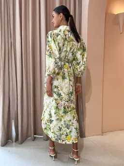 Alemais Eden Midi Shirt Dress Belted Floral Print Linen Size AU 10 for rent on The Volte - image 4