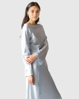 Ginia RTW Ella Silk Satin Dress Blue Size AU 8 for rent on The Volte - image 4