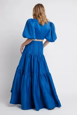 Aje Reverb Gathered Midi Skirt & Reverb Puff Sleeve Cropped Top Set Blue Size 4 for rent on The Volte - image 5