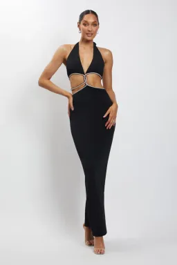 Meshki Nicha Diamante Cut Out Midi Dress Black Size 8 for rent on The Volte - image 2