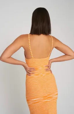 By Johnny V Flare Knit Midi Dress In Mandarin Marle Size M/Au 10 for rent on The Volte - image 3