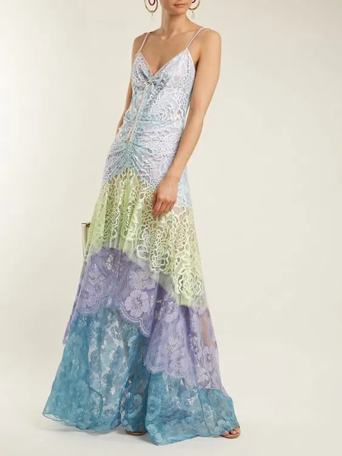 Peter Pilotto Tiered Floral Lace Slip Dress Multi Size 6 - Image 1