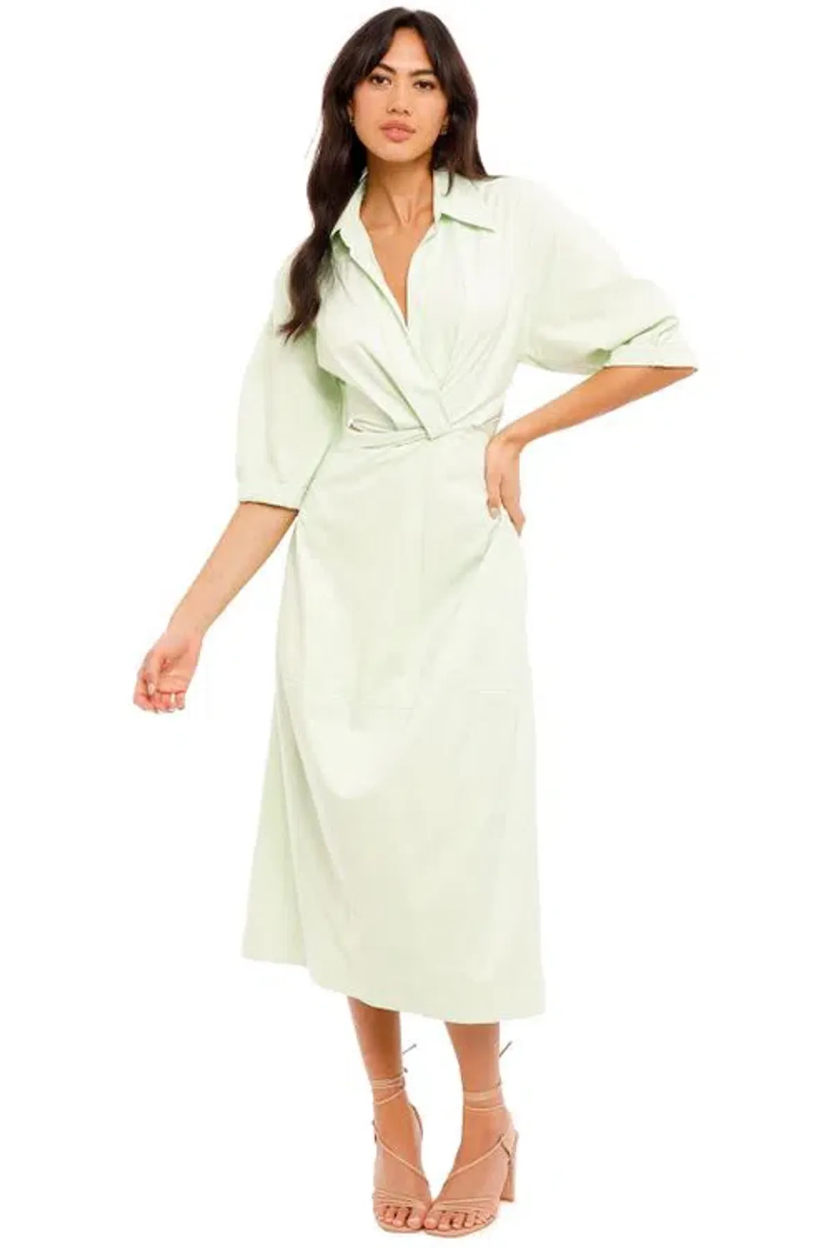 Camilla and Marc Kyra Cocoon Midi Dress Sour Apple Size 6 for rent on The Volte - main image