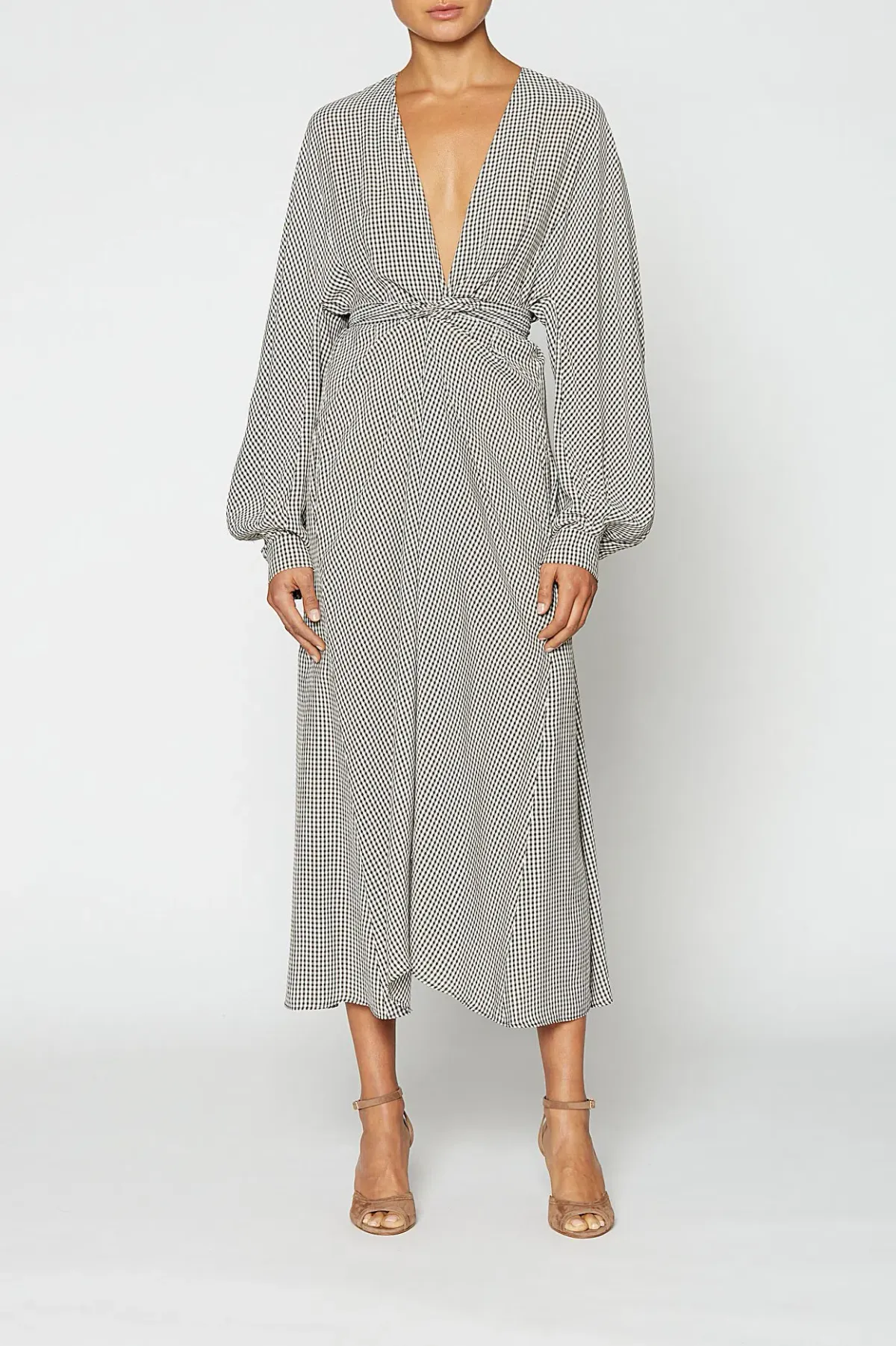 Scanlan Theodore Gingham Front Wrap Dress in Black/White Size S / Au 8 for rent on The Volte - main image