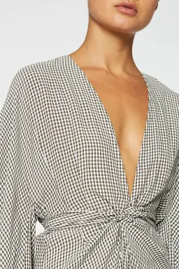 Scanlan Theodore Gingham Front Wrap Dress in Black/White Size S / Au 8 for rent on The Volte - image 2