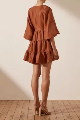 Shona Joy Elsa Wrap Mini Dress Burnt Red Size 8 for rent on The Volte - image 2