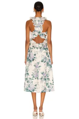 Zimmermann Cassia Ruffle Midi Dress Hydrangea Floral Size 3/Au for rent on The Volte - image 2