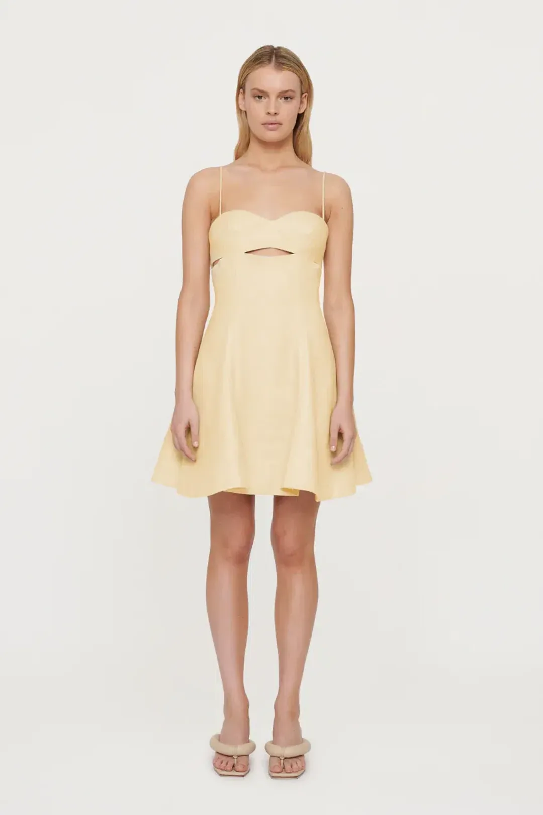 Clea Paige Stitch Mini Dress Yellow Size 8 for rent on The Volte - main image