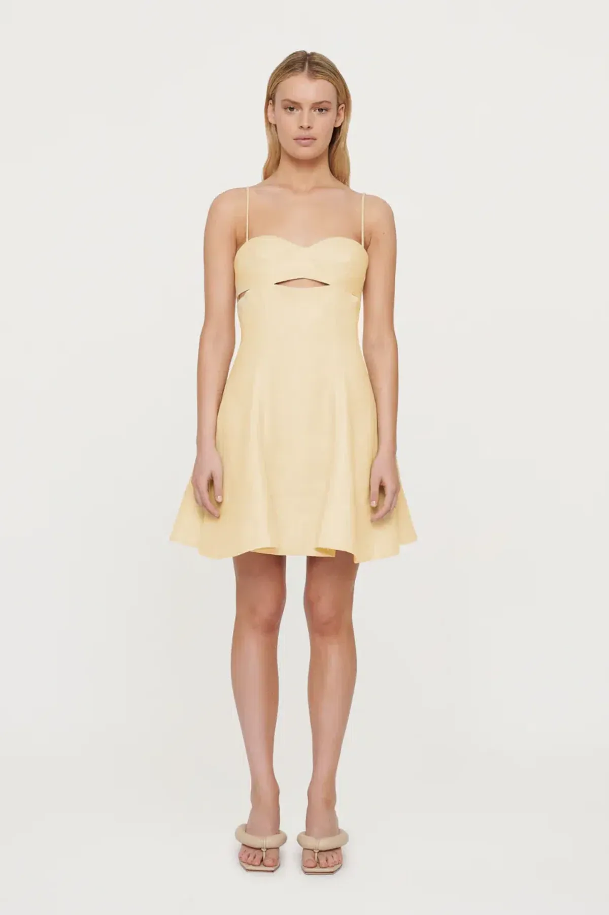 Clea Paige Stitch Mini Dress Yellow Size 8 - Image 2