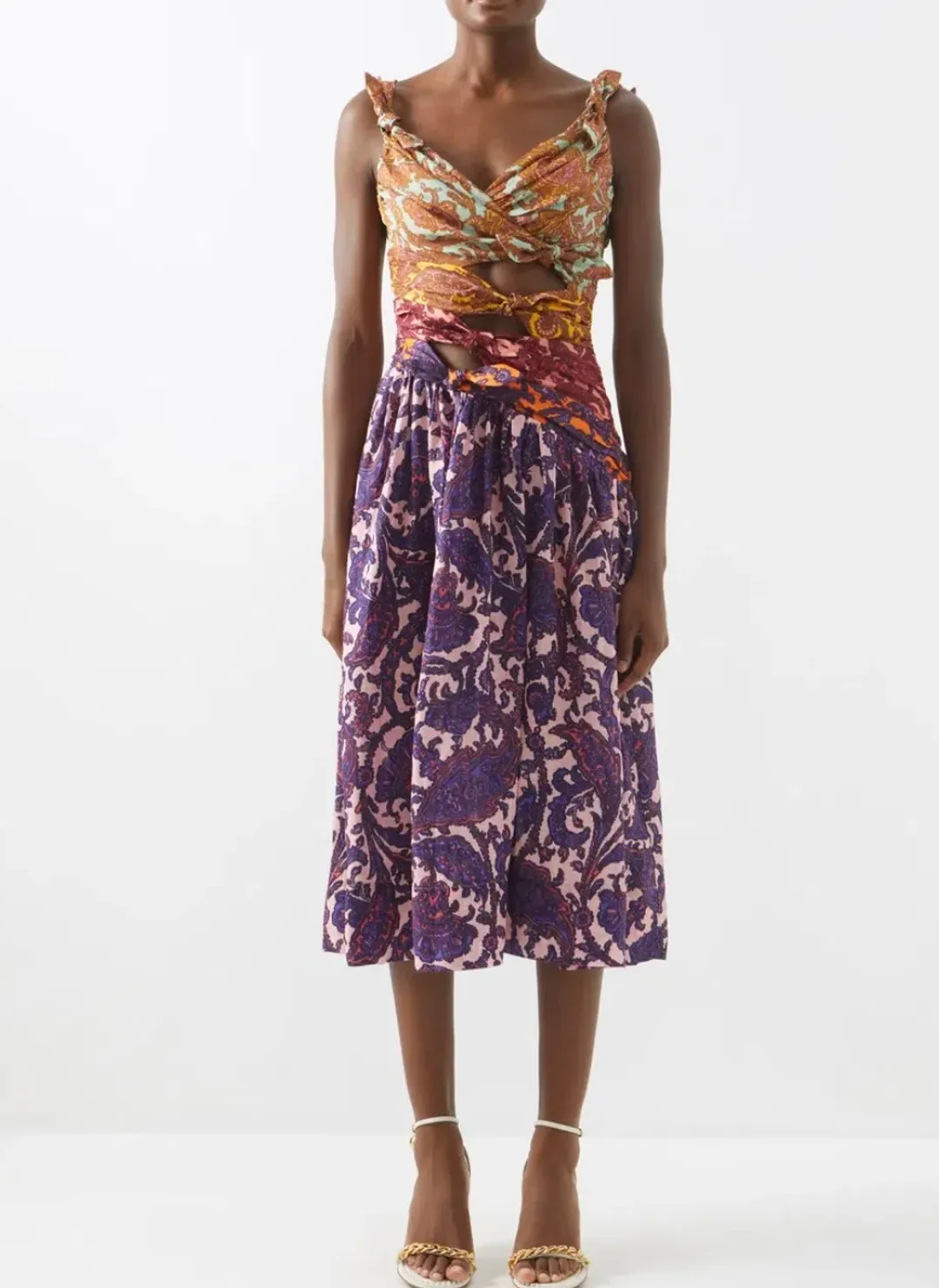 Zimmermann Tiggy Bow Midi Dress Spliced Paisley Size 3/Au 14 for rent on The Volte - main image