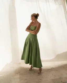 Aje Thea Draped Twist Crop & Paradiso Skirt Set Green Size 8 for rent on The Volte - image 3