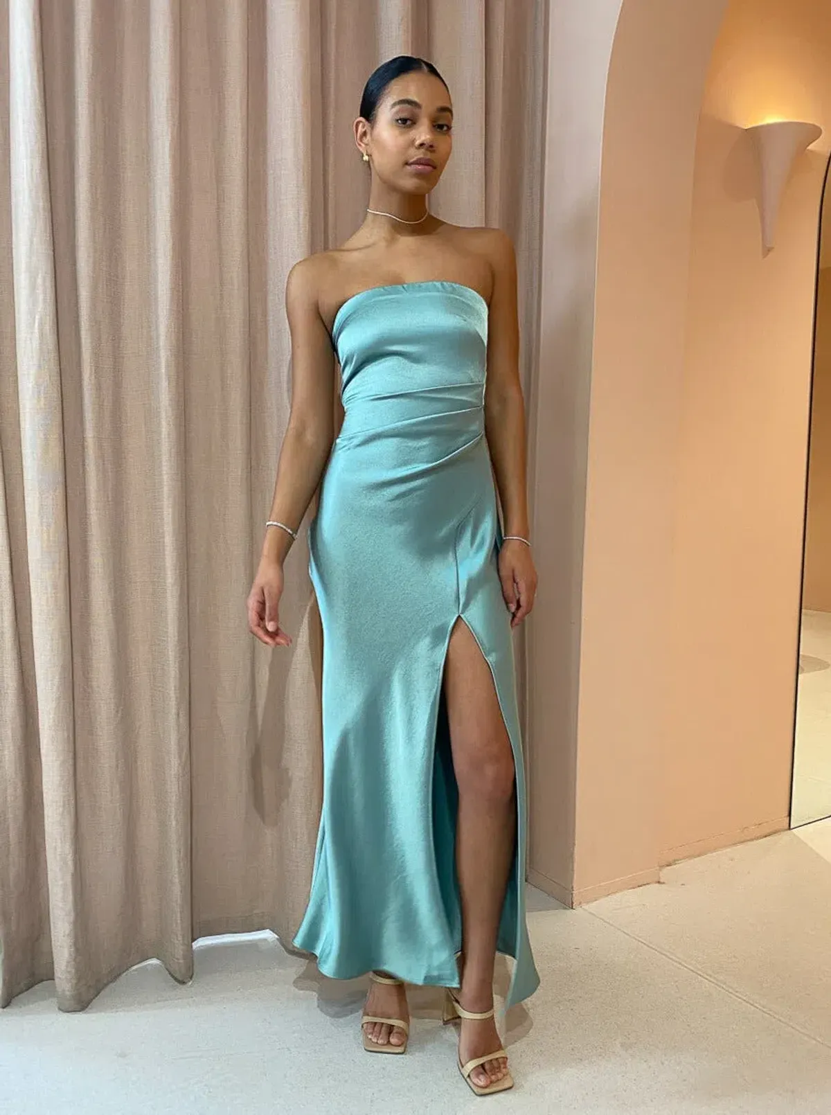 Bec & Bridge Symone Strapless Dress Moss Green Size 8 - Image 1