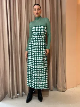 Roame Perez Dress in Emerald Shibori Print Midi Dress Green Print Size 2/AU 10 for rent on The Volte - image 3