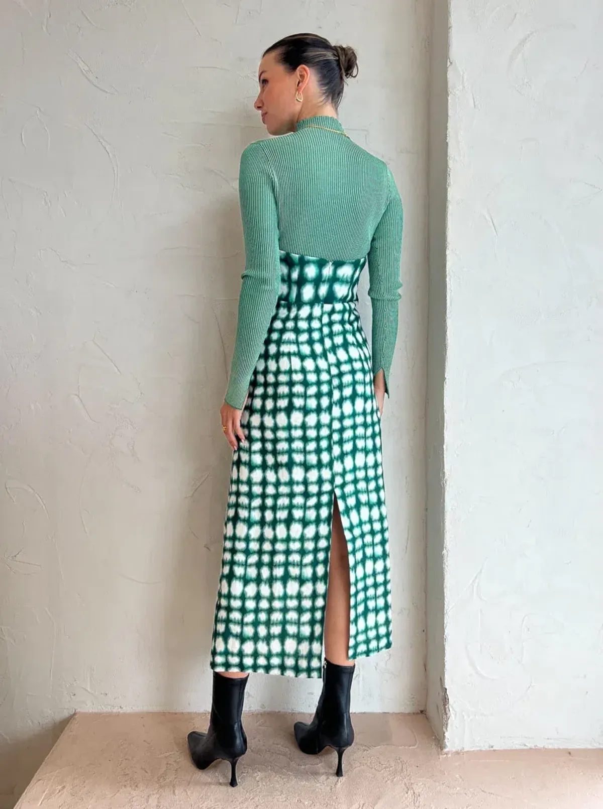 Roame Perez Dress in Emerald Shibori Print Midi Dress Green Print Size 2/AU 10 - Image 2