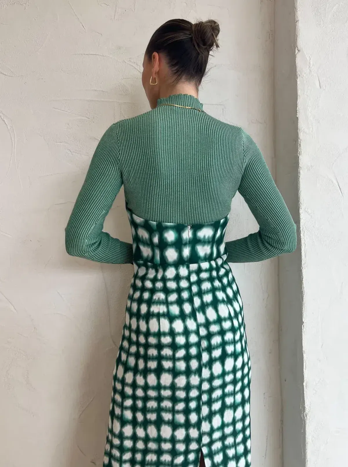 Roame Perez Dress in Emerald Shibori Print Midi Dress Green Print Size 2/AU 10 - Image 6