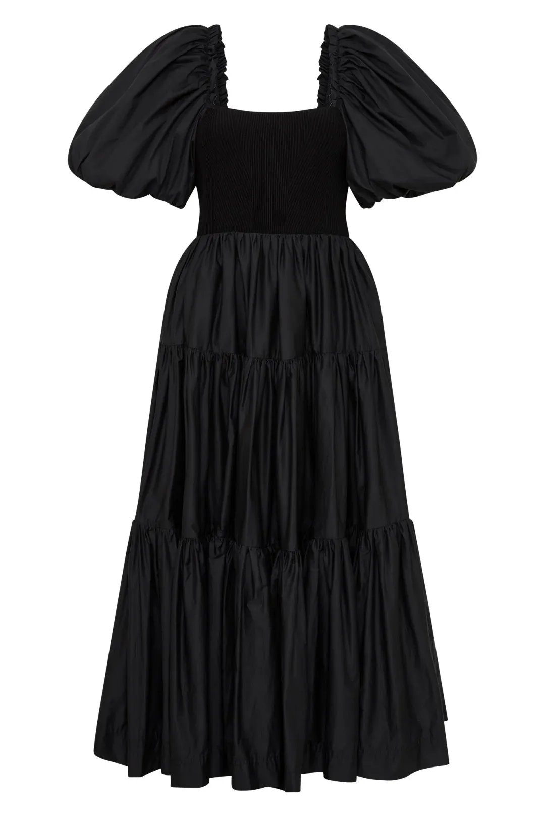 Aje Casa Puff Sleeve Midi Dress Black Size 10 for rent on The Volte - main image