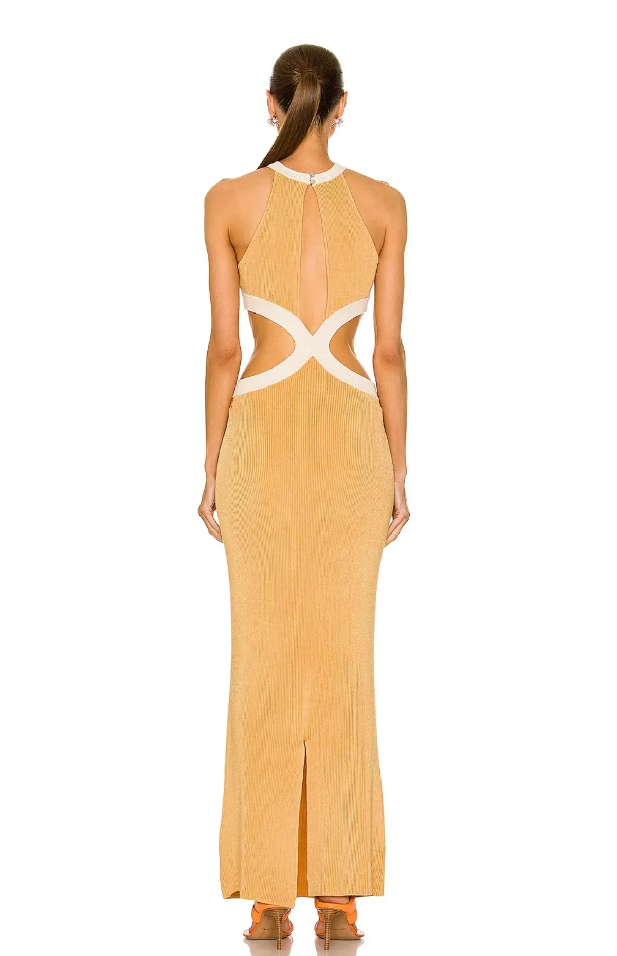 Auteur Studio Bridgit Maxi Dress Cream & Camel Size S/AU 8 - Image 3