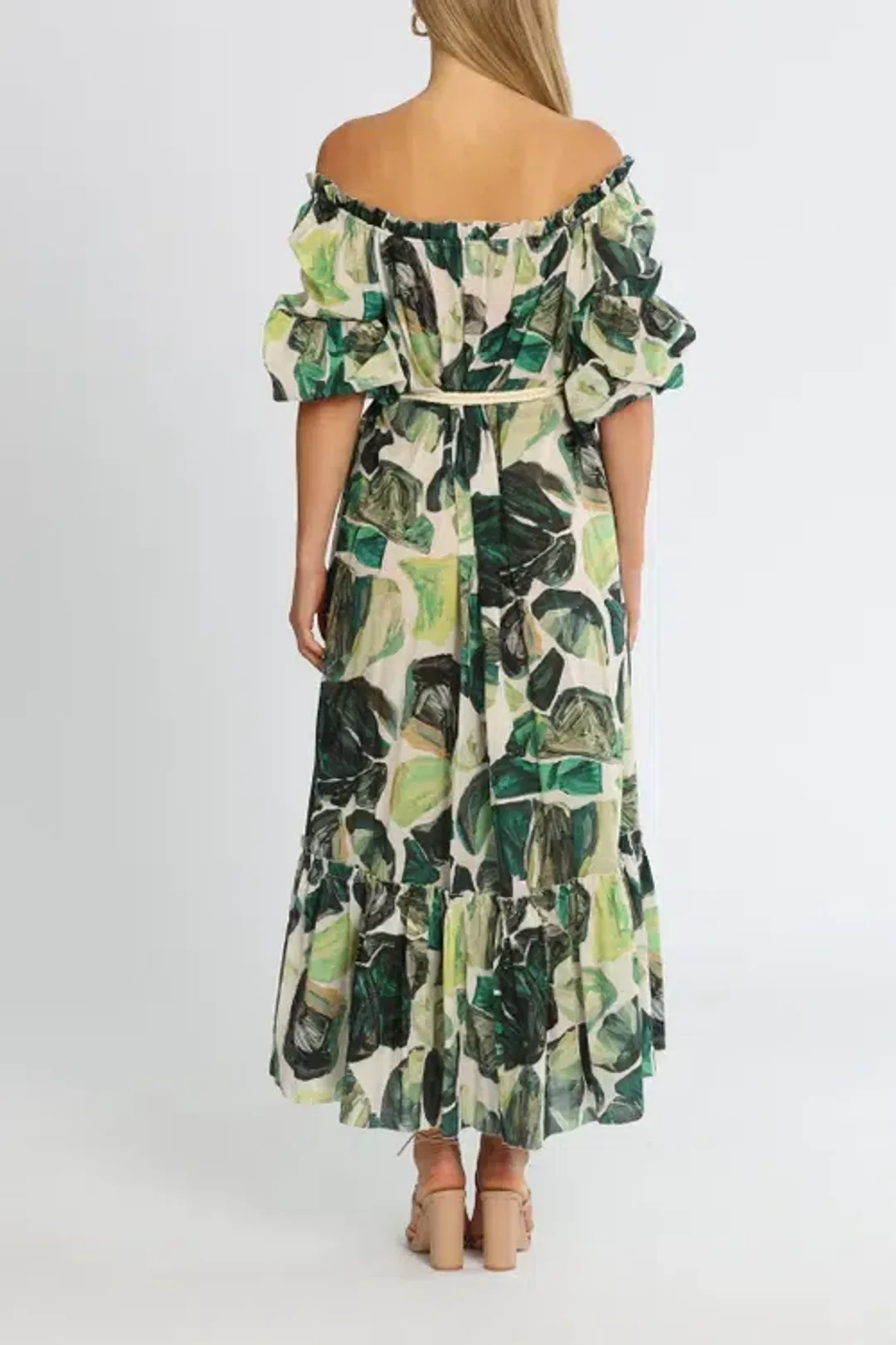 Alemais Siena Off Shoulder Abstract Poplin Dress Print Size 12 for rent on The Volte - main image