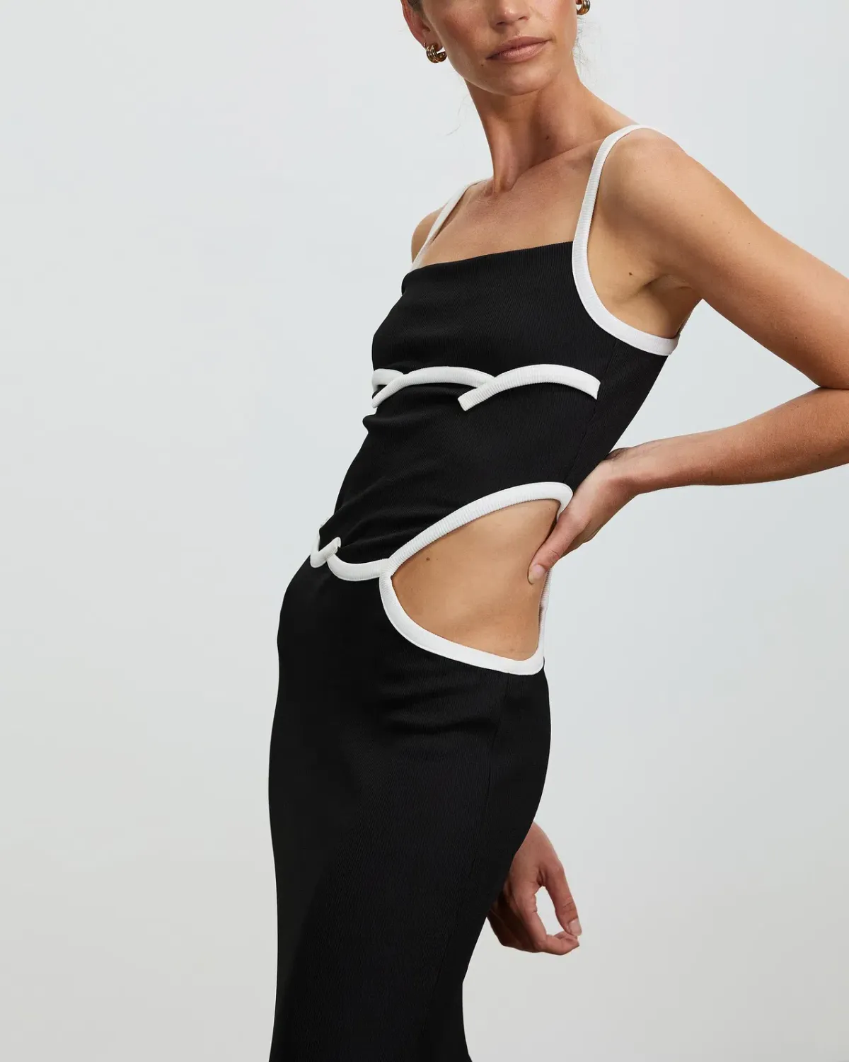 Christopher Esber Wave Bind Split Tank Dress Black Size AU 6 - Image 3