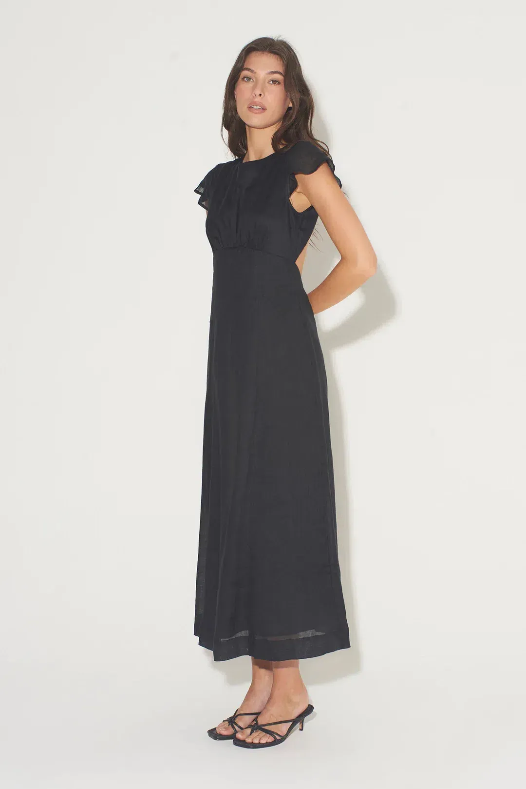 Hansen And Gretel Portofino Backless Midi Dress Black Size AU 10 for rent on The Volte - main image
