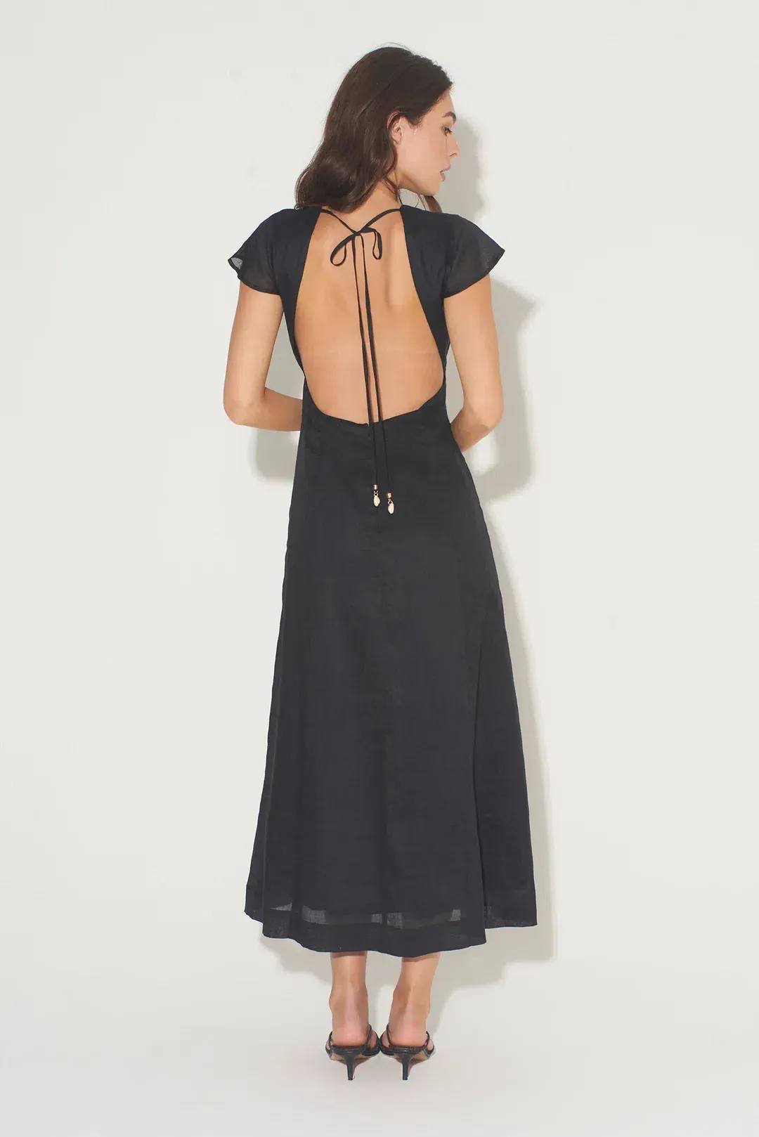 Hansen And Gretel Portofino Backless Midi Dress Black Size AU 10 for rent on The Volte - main image