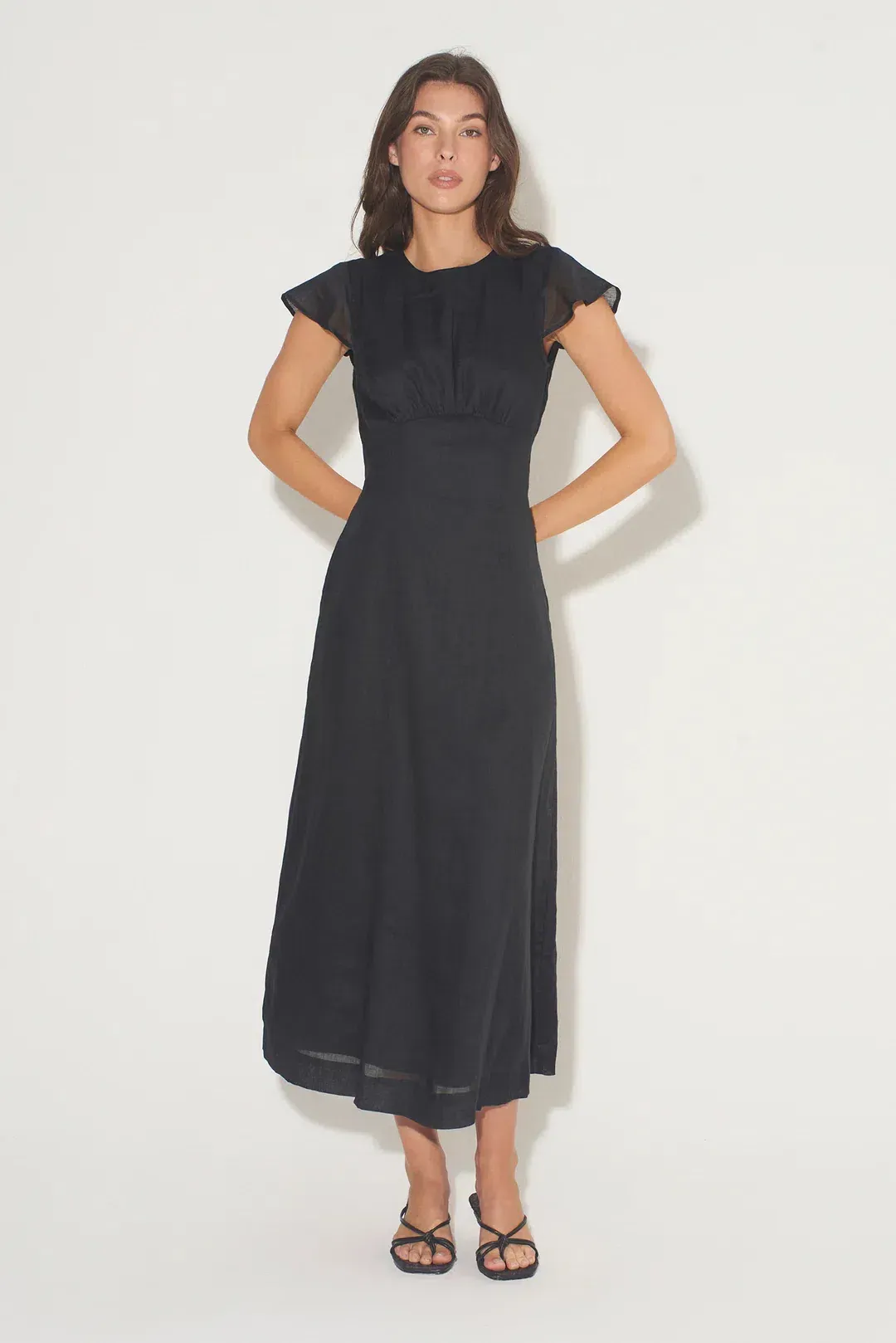 Hansen And Gretel Portofino Backless Midi Dress Black Size AU 10 for rent on The Volte - main image