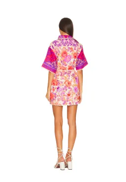 Zimmermann Raie Trimmed Shirt Mini Dress Multi Floral Size 1 / AU 10 for rent on The Volte - image 2