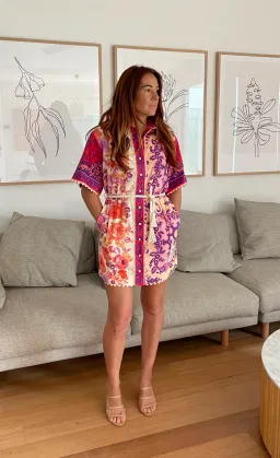 Zimmermann Raie Trimmed Shirt Mini Dress Multi Floral Size 1 / AU 10 for rent on The Volte - image 3