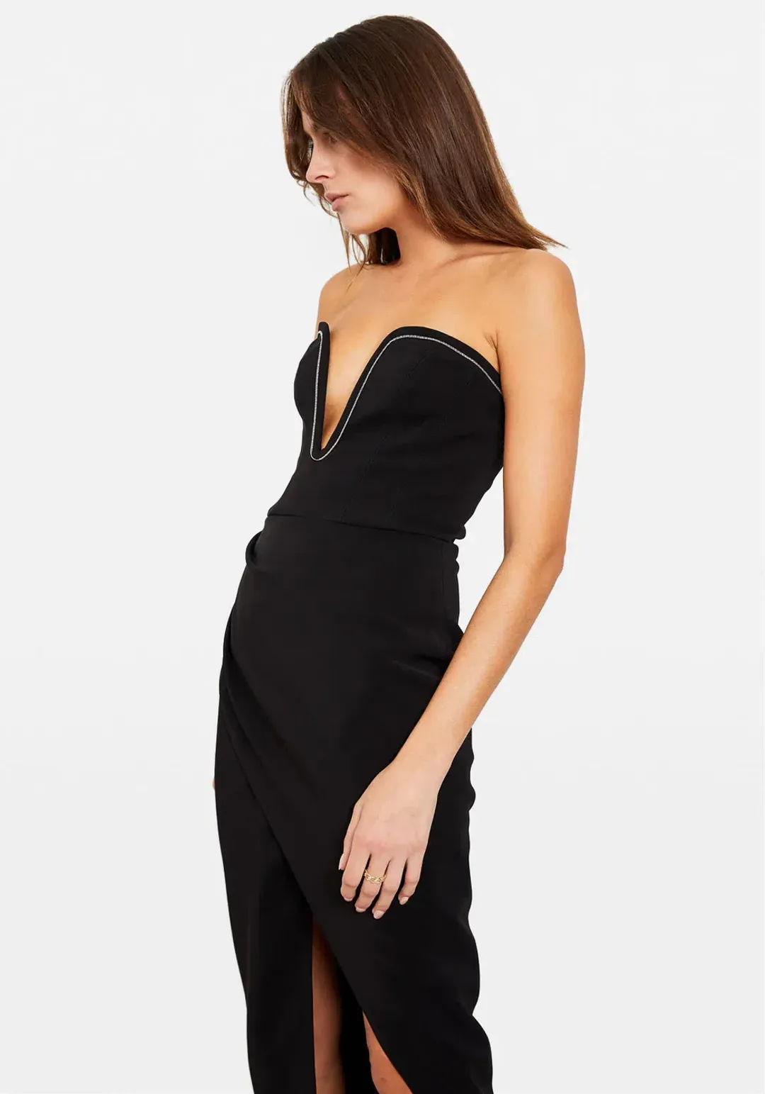 Manning Cartell Strapless Plunging Neckline Gown Black Size 6 for rent on The Volte - main image