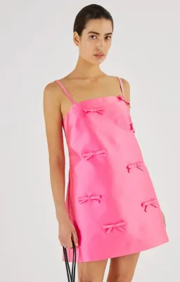 Oroton Satin Mini Bow Dress Candy Pink Size AU 8 for rent on The Volte - image 4