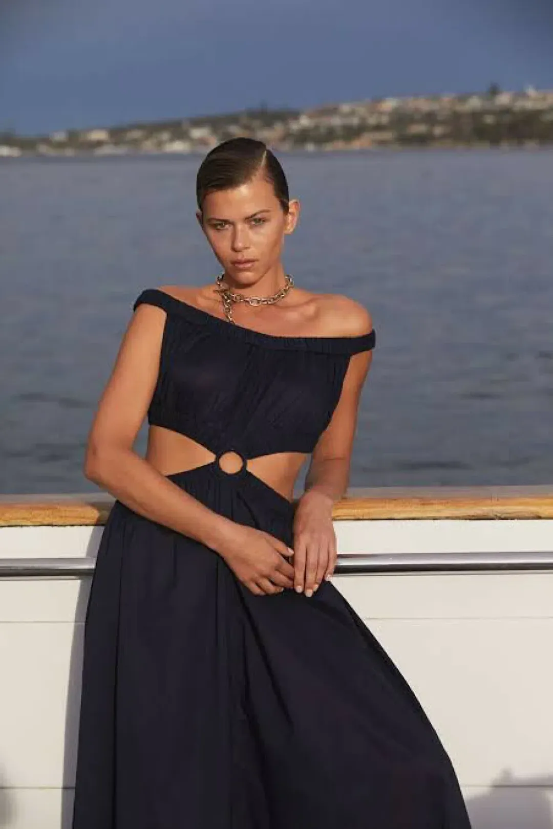 Scanlan Theodore Cotton Voile Ring Cutout Dress Navy Size S / 8 for rent on The Volte - main image