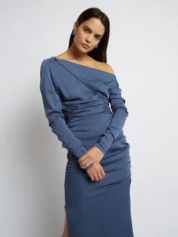 Christopher Esber Multi Gather Column Dress Blue Size 6 / XS for rent on The Volte - image 2