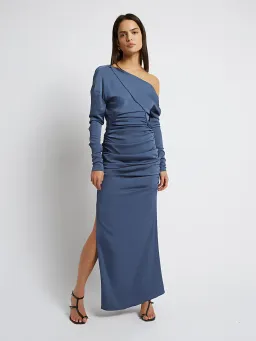 Christopher Esber Multi Gather Column Dress Blue Size 6 / XS for rent on The Volte - image 1