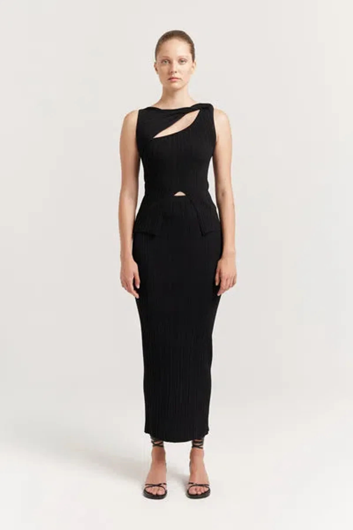 Henne Romee Knit Top and Skirt Set Black Size 8 for rent on The Volte - main image