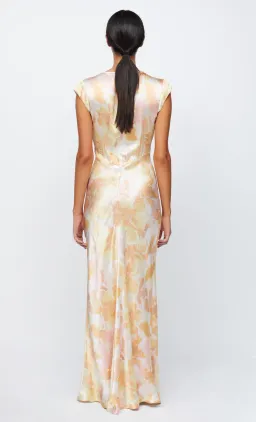Bec & Bridge Indi V Maxi Dress V Neck In Floral Haze Yellow Size Au 8 for rent on The Volte - image 2