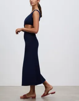 Cult Gaia Bank Cut Out Knit Maxi Dress in Ink Blue Size S / AU 8 for rent on The Volte - image 3