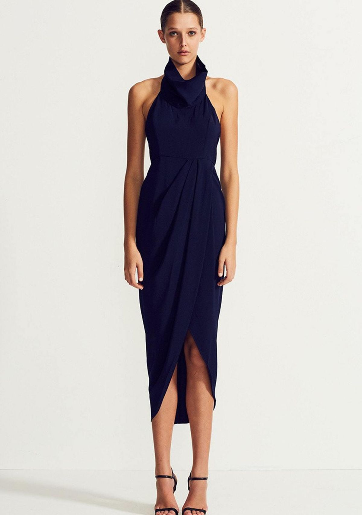 Shona Joy funnel neck backless maxi Navy - Image 2