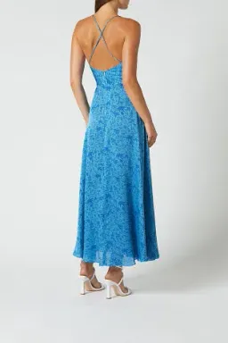 Scanlan Theodore Silk Tropical Strappy Dress Blue Size AU 10 for rent on The Volte - image 2