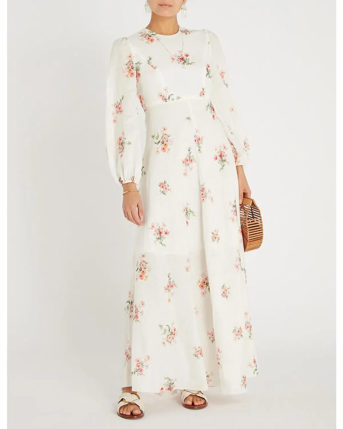 Zimmermann Heather High Neck Dress White Floral Size 1/Au 10 - Image 1