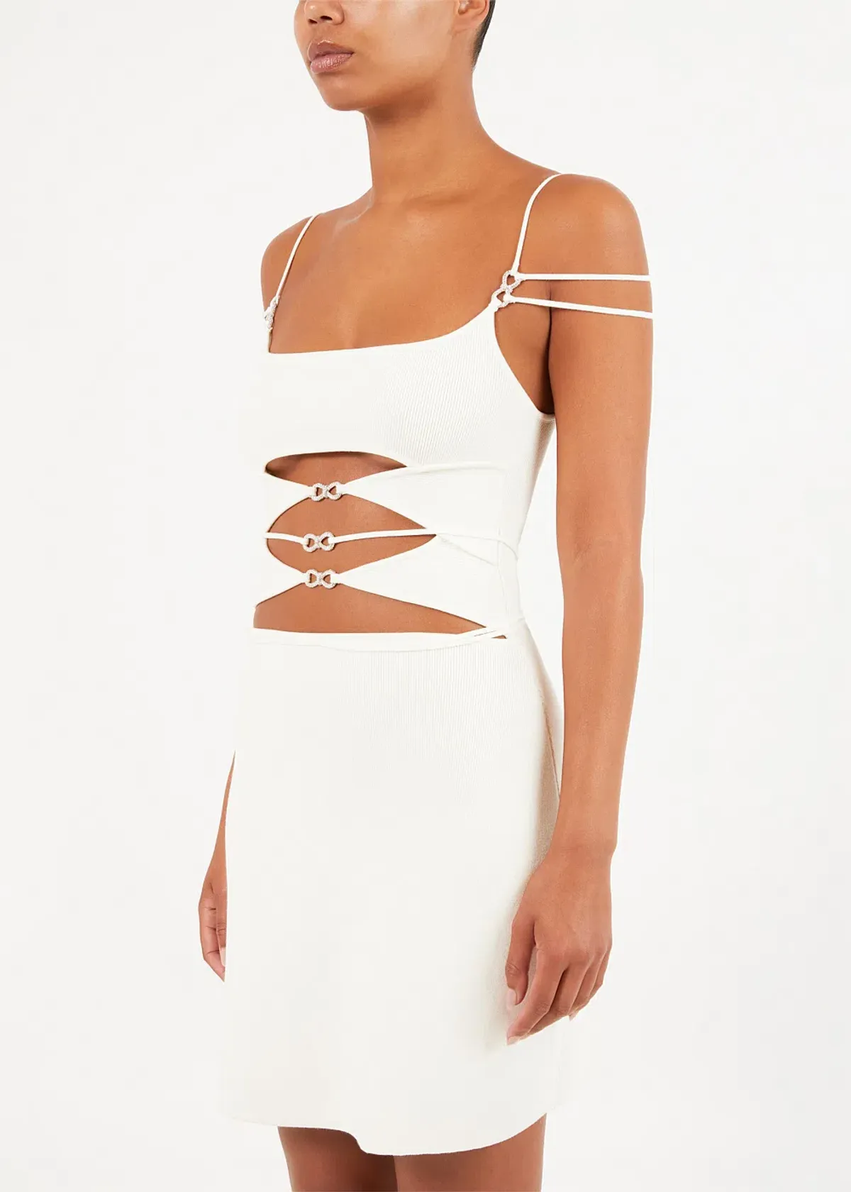 Mach & Mach Ivory Matilde Mini Dress Ivory - Image 2