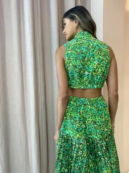 Alemais Phyllis Twist Front Pleat Midi Dress in Green Size 8 for rent on The Volte - image 5