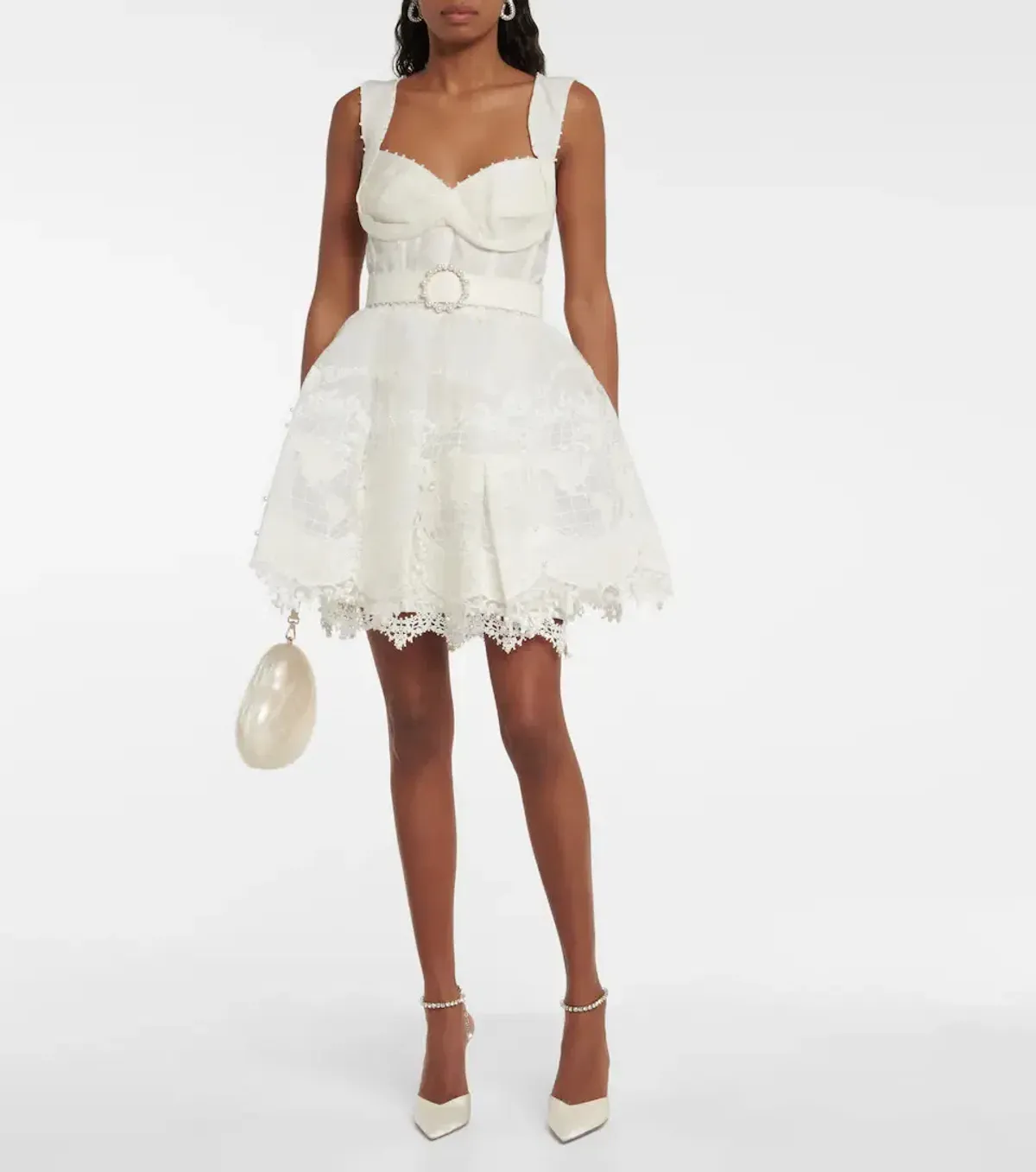 Zimmermann High Tide Embroidered Mini Dress Ivory Size 1 / Au 10 for rent on The Volte - main image