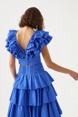 Aje Rhythmic Frill Bodice & Eleni Maxi Skirt Set Marine Blue Size 12 / L for rent on The Volte - image 4