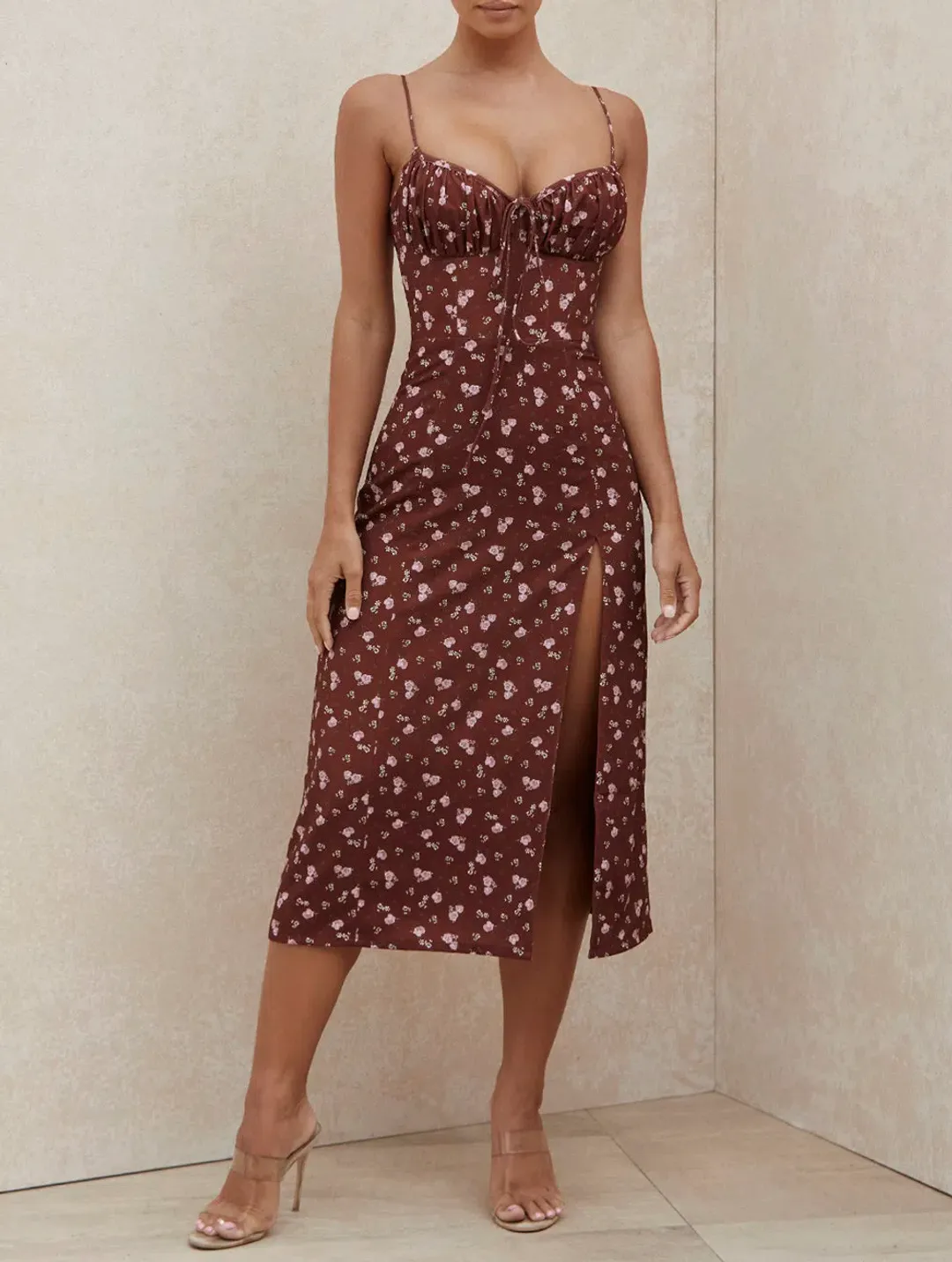 House of CB Carina Bustier Midi Dress Floral Size 6 for rent on The Volte - main image