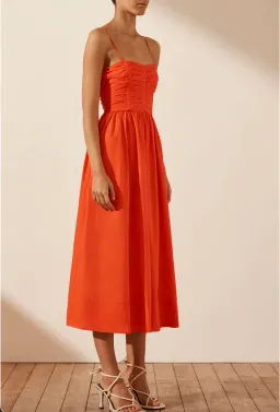 Shona Joy Kohala Ruched Panel Midi Dress in Hibiscus Size 8 for rent on The Volte - image 2
