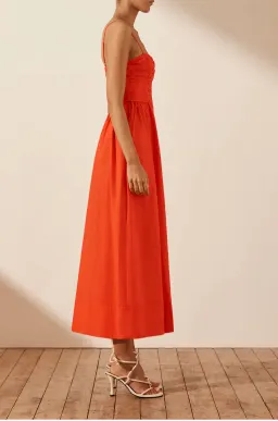 Shona Joy Kohala Ruched Panel Midi Dress in Hibiscus Size 8 for rent on The Volte - image 3