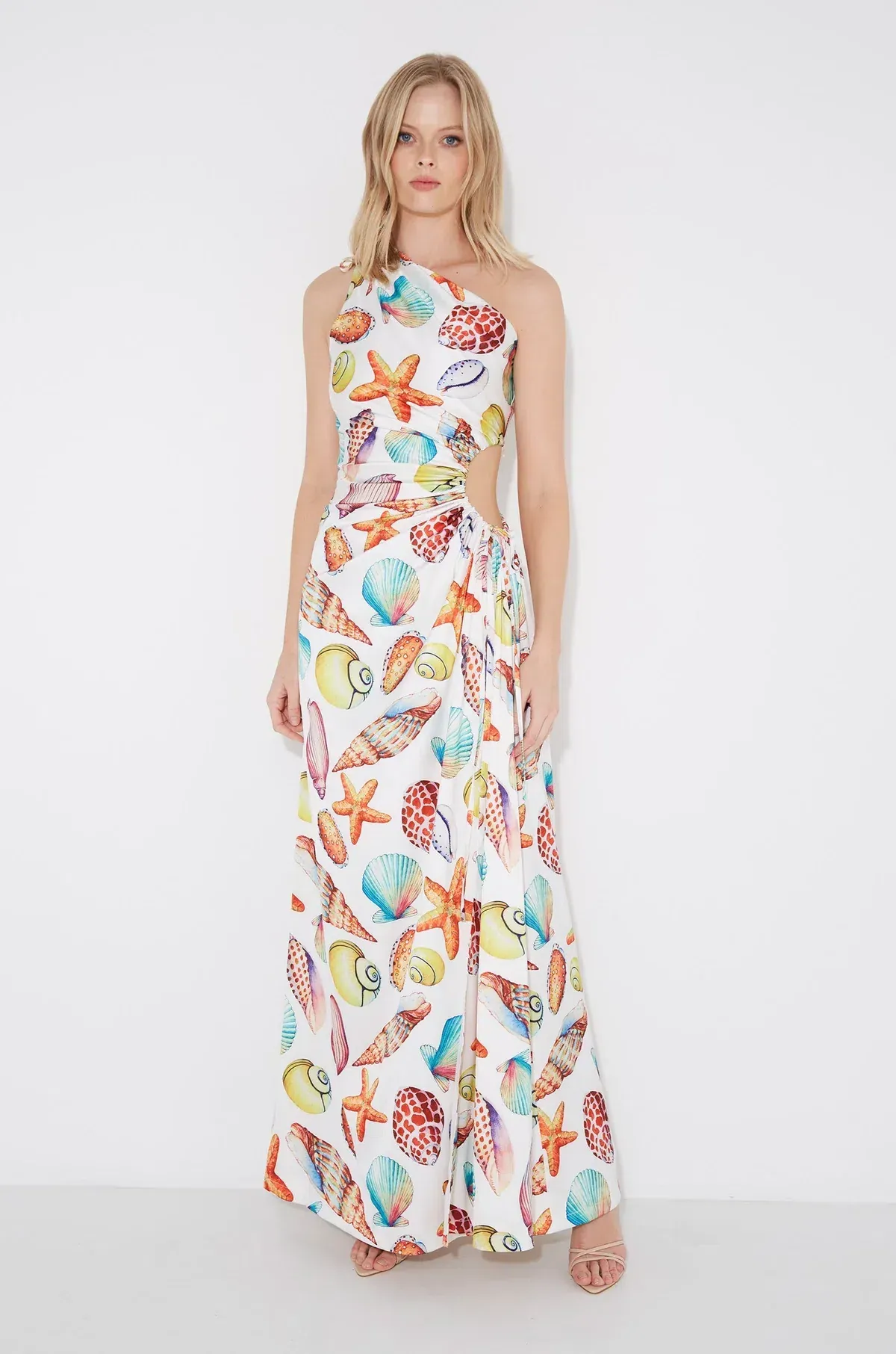 Sonya Moda Nour De La Mer Sea Shell Split Leg Maxi Dress Print Size 6 - Image 1
