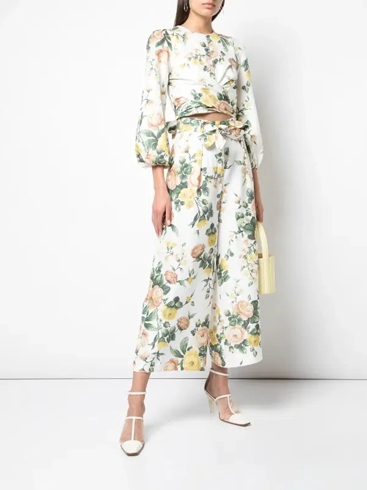 Zimmermann Zippy Wrap Bodice & Crop Flare Set Floral Size 2 / Au 12 for rent on The Volte - main image